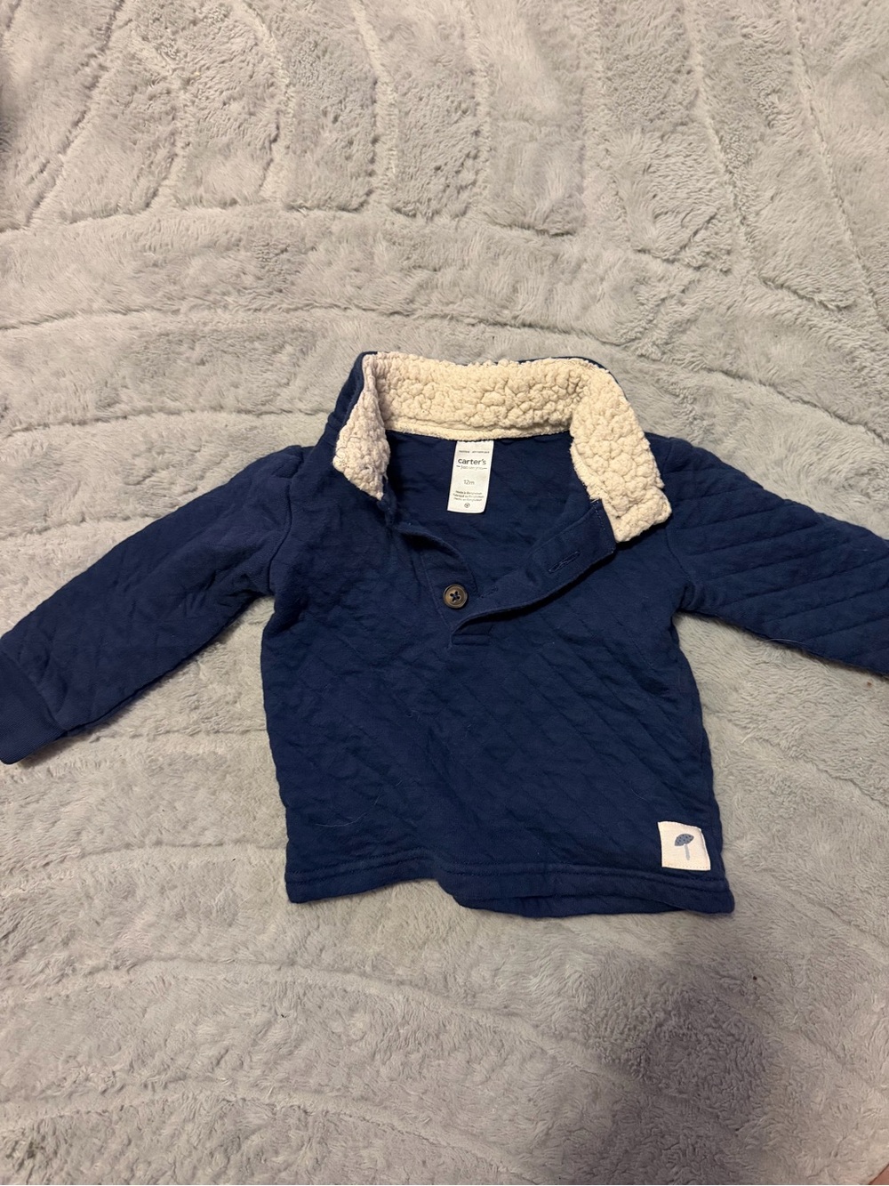 Carter's Navy Quilted Sherpa Collar Kids Pullover